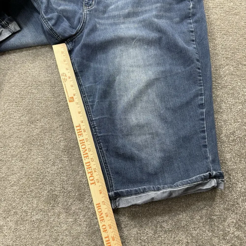 Earl Jean Womens 24W‎ Embellished Bermuda Denim Shorts Blue Studded Pockets